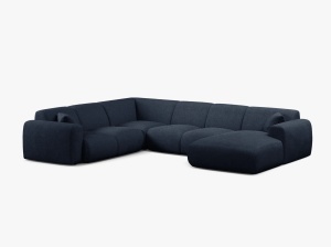 COLTAR PANORAMIC MOLINO, PE STANGA, ALBASTRU INCHIS, 326 CM, , CU TAPITERIE DIN TEXTIL BOUCLE BALOO, MICADONI