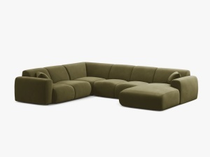 COLTAR PANORAMIC MOLINO, PE STANGA, VERDE DESCHIS, 326 CM, , CU TAPITERIE DIN TEXTIL CATIFEA VELVET CASINO, MICADONI