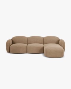 COLTAR PE DREAPTA, BLAIR, 274X 95, BEJ MIGDALA, CU TAPITERIE DIN TEXTIL CATIFEA CASINO, MICADONI