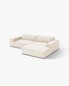 COLTAR PE DREAPTA JODIE, CU 3 LOCURI, 224X162 CM, ADANCIME SCAUN 62 CM, BEJ DESCHIS, TAPITAT CU TAPITERIE DIN TEXTIL CATIFEA BLUVEL MICADONI - Img 2