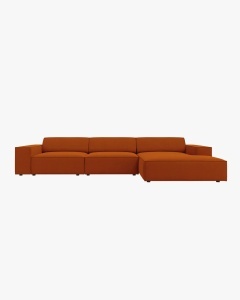 COLTAR PE DREAPTA JODIE, CU 3 LOCURI, 224X162 CM, ADANCIME SCAUN 62 CM, CARAMIZIU, TAPITAT CU TAPITERIE DIN TEXTIL STRUCTURAT MEGAN, MICADONI