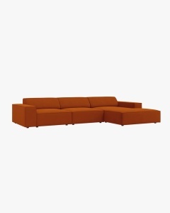 COLTAR PE DREAPTA JODIE, CU 4 LOCURI, 284X162 CM, ADANCIME SCAUN 62 CM, CARAMIZIU, TAPITAT CU TAPITERIE DIN TEXTIL STRUCTURAT MEGAN, MICADONI - Img 2
