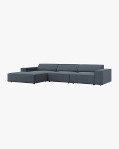 COLTAR PE DREAPTA JODIE, CU 4 LOCURI, 284X162 CM, ADANCIME SCAUN 62 CM, ALBASTRU, TAPITAT CU TAPITERIE DIN TEXTIL STRUCTURAT MEGAN, MICADONI - Img 2