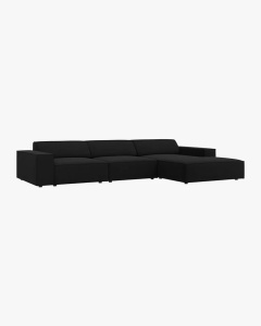 COLTAR PE DREAPTA JODIE, CU 4 LOCURI, 284X162 CM, ADANCIME SCAUN 62 CM, NEGRU, TAPITAT CU TAPITERIE DIN TEXTIL STRUCTURAT MEGAN, MICADONI - Img 2