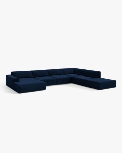 COLTAR PE DREAPTA JODIE, CU 7 LOCURI, 361X258 CM, ADANCIME SCAUN 62 CM, ALBASTRU ROYAL, TAPITAT CU TAPITERIE DIN TEXTIL CATIFEA VENUS, MICADONI - Img 2