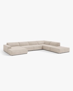 COLTAR PE DREAPTA JODIE, CU 7 LOCURI, 361X258 CM, ADANCIME SCAUN 62 CM, BEJ, TAPITAT CU TAPITERIE DIN TEXTIL STRUCTURAT LIBERTY, MICADONI - Img 2
