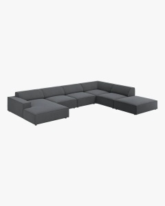 COLTAR PE DREAPTA JODIE, CU 7 LOCURI, 361X258 CM, ADANCIME SCAUN 62 CM, GRI INCHIS, TAPITAT CU TAPITERIE DIN TEXTIL STRUCTURAT MEGAN, MICADONI - Img 2
