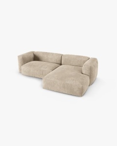 COLTAR PE DREAPTA MARTINA, 180X176 CM, ADANCIME SCAUN 90 CM, BEJ DESCHIS, TAPITAT CU TAPITERIE DIN TEXTIL CATIFEA VOGUE, MICADONI - Img 3