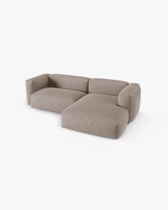 COLTAR PE DREAPTA MARTINA, 180X176 CM, ADANCIME SCAUN 90 CM, BEJ INCHIS, TAPITAT CU TAPITERIE DIN TEXTIL STRUCTURAT BOSTON, MICADONI - Img 3