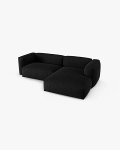 COLTAR PE DREAPTA MARTINA, 180X176 CM, ADANCIME SCAUN 90 CM, NEGRU, TAPITAT CU TAPITERIE DIN TEXTIL STRUCTURAT BOSTON, MICADONI - Img 3