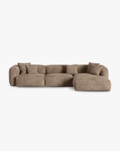 COLTAR PE DREAPTA MARTINA, 330X176 CM, ADANCIME SCAUN 90 CM, BEJ INCHIS, TAPITAT CU TAPITERIE DIN TEXTIL CATIFEA VOGUE, MICADONI