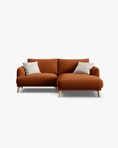 COLTAR PE DREAPTA, NAOMI, CARAMIZIU, 200X170 CM, TAPITAT CU TAPITERIE DIN TEXTIL CATIFEA SALVADOR, MICADONI