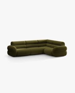 COLTAR PE DREAPTA NEO, VERDE MASLINIU INCHIS, 295X210 CM, TAPITAT CU TAPITERIE DIN TEXTIL BOUCLE BALOO, MICADONI - Img 2