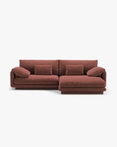 COLTAR PE DREAPTA TORINO, 250X170, MARO ROSU CALD, CU TAPITERIE DIN TEXTIL CATIFEA CASINO, MICADONI