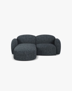 COLTAR PE STANGA, BLAIR, 194X 95, ALBASTRU MARIN, CU TAPITERIE DIN TEXTIL STRUCTURAT BALTIMORE, MICADONI