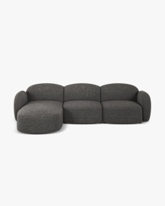 COLTAR PE STANGA, BLAIR, 274X 95, GRI INCHIS, CU TAPITERIE DIN TEXTIL CHENILLE EDEN, MICADONI