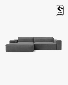 COLTAR PE STANGA, CU 3 LOCURI JODIE, 224X162 CM, ADANCIME SCAUN 62 CM, GRI, TAPITAT CU TAPITERIE DIN TEXTIL CATIFEA VENUS, MICADONI
