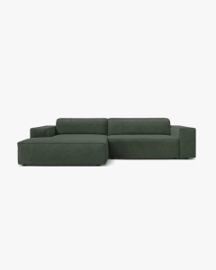 COLTAR PE STANGA, CU 3 LOCURI JODIE, 224X162 CM, ADANCIME SCAUN 62 CM, VERDE MUSCHI, TAPITAT CU TAPITERIE DIN TEXTIL STRUCTURAT LIBERTY, MICADONI