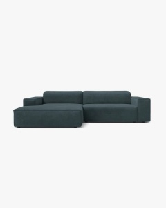 COLTAR PE STANGA, CU 3 LOCURI JODIE, 224X162 CM, ADANCIME SCAUN 62 CM, PETROL INCHIS, TAPITAT CU TAPITERIE DIN TEXTIL STRUCTURAT LIBERTY, MICADONI