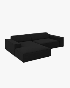 COLTAR PE STANGA, CU 3 LOCURI JODIE, 224X162 CM, ADANCIME SCAUN 62 CM, NEGRU, TAPITAT CU TAPITERIE DIN TEXTIL STRUCTURAT MEGAN, MICADONI - Img 3