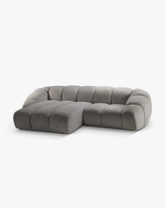 COLTAR PE STANGA DIANA, GRI DESCHIS, 294X182 CM, TAPITAT CU TAPITERIE DIN TEXTIL STRUCTURAT BUBBLE MICADONI - Img 2