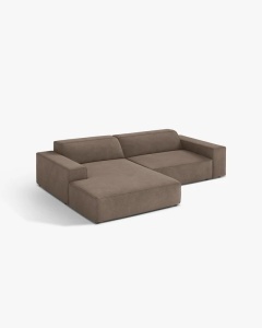COLTAR PE STANGA JODIE, CU 3 LOCURI, 224X162 CM, ADANCIME SCAUN 62 CM, CAPPUCCINO, TAPITAT CU TAPITERIE DIN TEXTIL STRUCTURAT LIBERTY, MICADONI - Img 2