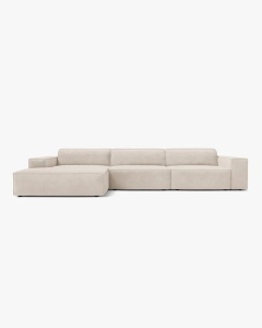 COLTAR PE STANGA JODIE, CU 4 LOCURI, 284X162 CM, ADANCIME SCAUN 62 CM, BEJ, TAPITAT CU TAPITERIE DIN TEXTIL STRUCTURAT LIBERTY, MICADONI