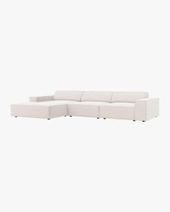 COLTAR PE STANGA JODIE, CU 4 LOCURI, 284X162 CM, ADANCIME SCAUN 62 CM, BEJ DESCHIS, TAPITAT CU TAPITERIE DIN TEXTIL STRUCTURAT MEGAN, MICADONI - Img 2