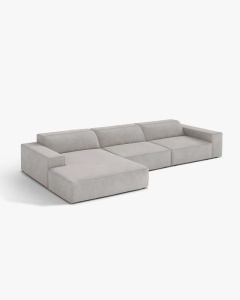 COLTAR PE STANGA JODIE, CU 4 LOCURI, 284X162 CM, ADANCIME SCAUN 62 CM, GRI DESCHIS, TAPITAT CU TAPITERIE DIN TEXTIL STRUCTURAT LIBERTY, MICADONI - Img 2