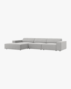 COLTAR PE STANGA JODIE, CU 4 LOCURI, 284X162 CM, ADANCIME SCAUN 62 CM, GRI DESCHIS, TAPITAT CU TAPITERIE DIN TEXTIL STRUCTURAT MEGAN, MICADONI - Img 2