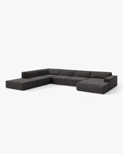 COLTAR PE STANGA JODIE, CU 7 LOCURI, 361X258 CM, ADANCIME SCAUN 62 CM, GRI, TAPITAT CU TAPITERIE DIN TEXTIL CATIFEA VENUS, MICADONI - Img 2