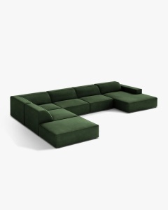 COLTAR PE STANGA JODIE, CU 7 LOCURI, 361X258 CM, ADANCIME SCAUN 62 CM, VERDE SMARALD, TAPITAT CU TAPITERIE DIN TEXTIL CATIFEA VENUS, MICADONI - Img 3