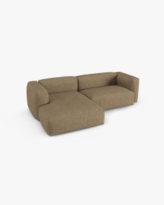 COLTAR PE STANGA MARTINA, 180X176 CM, ADANCIME SCAUN 90 CM, CAPPUCCINO, TAPITAT CU TAPITERIE DIN TEXTIL BOUCLE MONET, MICADONI - Img 3