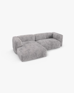 COLTAR PE STANGA MARTINA, 180X176 CM, ADANCIME SCAUN 90 CM, GRI DESCHIS, TAPITAT CU TAPITERIE DIN TEXTIL CORDOI TILIA, MICADONI - Img 3