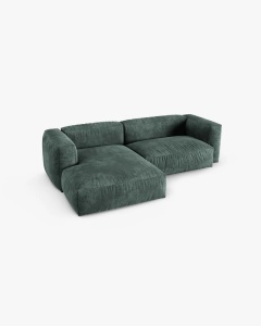 COLTAR PE STANGA MARTINA, 180X176 CM, ADANCIME SCAUN 90 CM, VERDE MUSCHI, TAPITAT CU TAPITERIE DIN TEXTIL CATIFEA VOGUE, MICADONI - Img 3