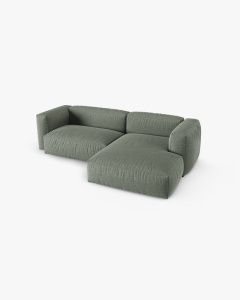 COLTAR PE STANGA MARTINA, 180X176 CM, ADANCIME SCAUN 90 CM, VERDE MUSCHI, TAPITAT CU TAPITERIE DIN TEXTIL STRUCTURAT BOSTON, MICADONI - Img 3