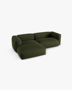 COLTAR PE STANGA MARTINA, 180X176 CM, ADANCIME SCAUN 90 CM, VERDE, TAPITAT CU TAPITERIE DIN TEXTIL STRUCTURAT BOSTON, MICADONI - Img 3