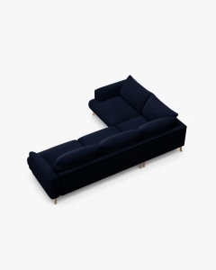 COLTAR PE STANGA, NAOMI, ALBASTRU ROYAL, 280X195 CM, TAPITAT CU TAPITERIE DIN TEXTIL CATIFEA SALVADOR, MICADONI - Img 2