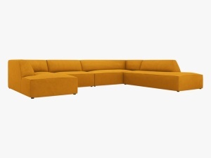 COLTAR RUBY, CU 7 LOCURI, PE DREAPTA, GALBEN, CU TAPITERIE DIN CATIFEA REIATA MATA, MICADONI - Img 3