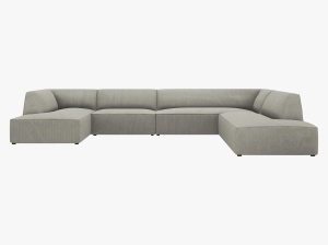 COLTAR RUBY, CU 7 LOCURI, PE DREAPTA, GRI DESCHIS, CU TAPITERIE DIN CATIFEA REIATA MATA, MICADONI - Img 2