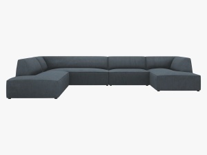COLTAR RUBY, CU 7 LOCURI, PE STANGA, ALBASTRU, CU TAPITERIE DIN CATIFEA MATA, MICADONI - Img 2