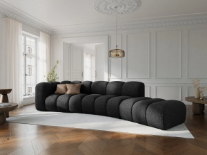 COLTAR SEMIROTUND LUPIN, DREAPTA, 5 LOCURI, 335 CM, NEGRU 19, TAPITERIE CHENILLE, DESIGN DEOSEBIT