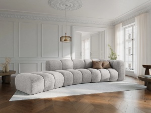 COLTAR SEMIROTUND LUPIN, STANGA, 5 LOCURI, 335 CM, GRI DESCHIS 06, TAPITERIE CHENILLE, DESIGN DEOSEBIT