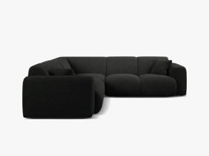 COLTAR SIMETRIC MOLINO, 252 CM, NEGRU, CU TAPITERIE DIN TEXTIL BOUCLE BALOO, MICADONI - Img 2