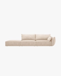 COLTAR SPATIOS SI CONFORTABIL KAELLE, 264 CM, PE STANGA, BEJ, CU TAPITERIE DIN TEXTIL CHENILLE OVER THE HORIZON, MICADONI