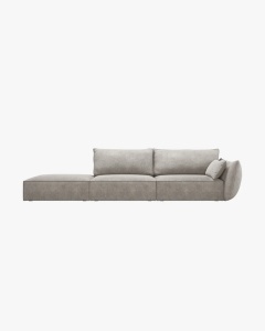 COLTAR SPATIOS SI CONFORTABIL KAELLE, 264 CM, PE STANGA, GRI DESCHIS, CU TAPITERIE DIN TEXTIL CHENILLE OVER THE HORIZON, MICADONI