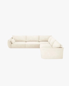 COLTAR SPATIOS SI CONFORTABIL KAELLE, 286 CM, CU 7 LOCURI, BEJ DESCHIS, CU TAPITERIE DIN TEXTIL CHENILLE OVER THE HORIZON, MICADONI