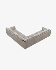 COLTAR SPATIOS SI CONFORTABIL KAELLE, 286 CM, CU 7 LOCURI, GRI DESCHIS, CU TAPITERIE DIN TEXTIL CHENILLE OVER THE HORIZON, MICADONI - Img 3