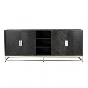 COMODA BLACKBONE, 225 CM, NEGRU/CROM, DIN FURNIR DE STEJAR SI METAL, RICHMOND INTERIORS - Img 3