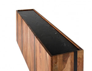 COMODA/BUFET 180CM, DIN LEMN DE MANGO, BLAT DIN MARMURA SI PICIOARE DIN METAL, DESIGN EXTRAVAGANT - Img 6
